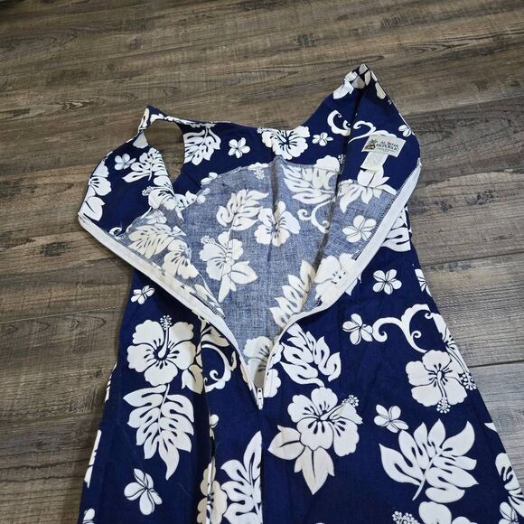 Aloha Republic made in Hawaii USA size small hawaain dress blue white hibiscus - Picture 9 of 9